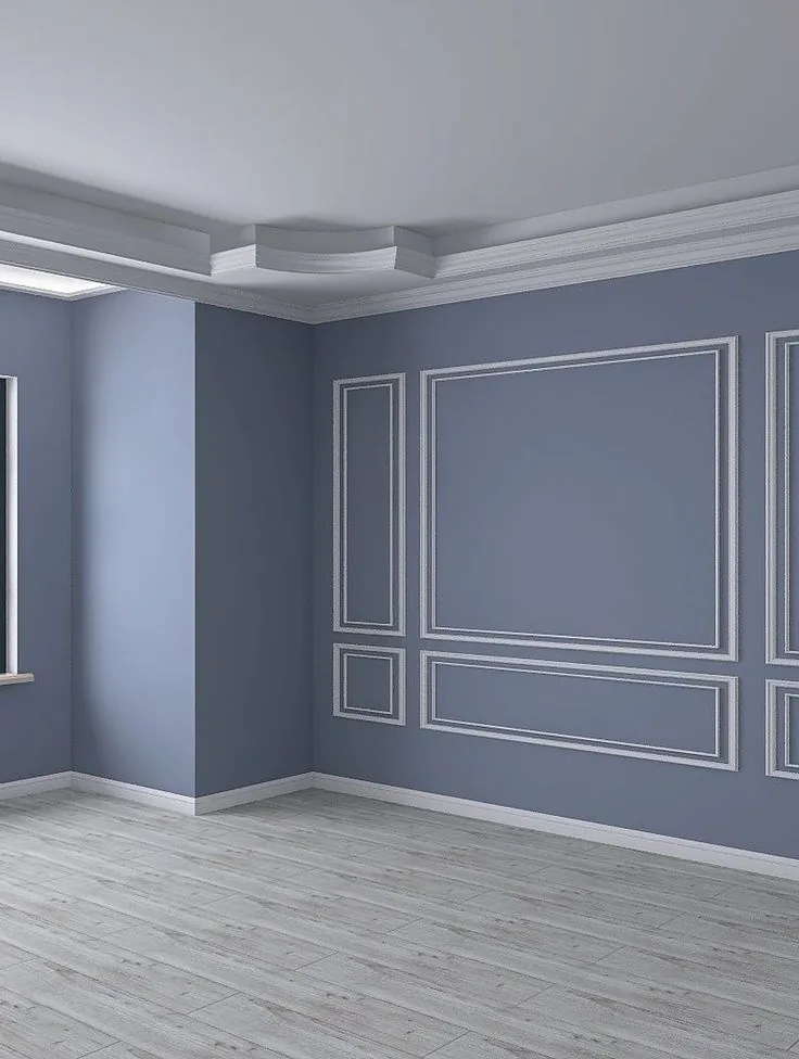 Completed interior painting with decorative wall detail