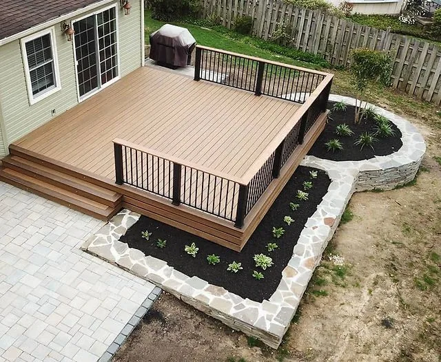 Completed outdoor deck for a residential property