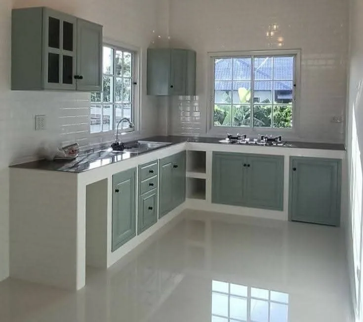 Completed kitchen renovation with a soft colour palette